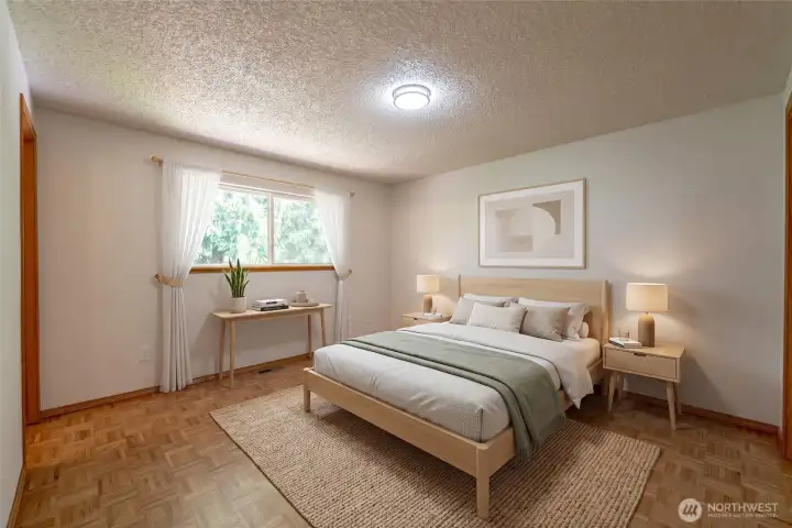 Primary bedroom virtually staged