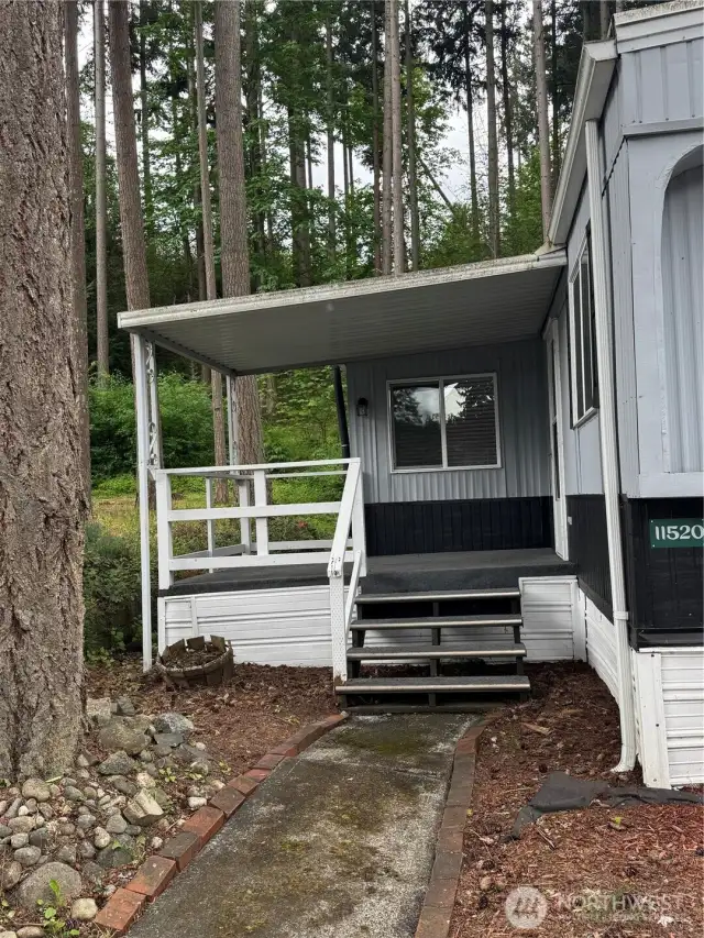 Covered front porch for morning coffee