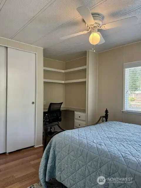 Guest bedroom with built in desk