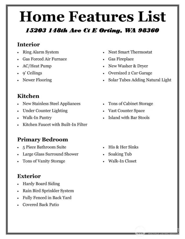 Home Features List