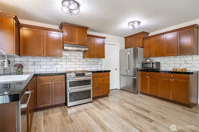 Owner has recently replaced all appliances.  Door next to fridge opens to a walk-in pantry.