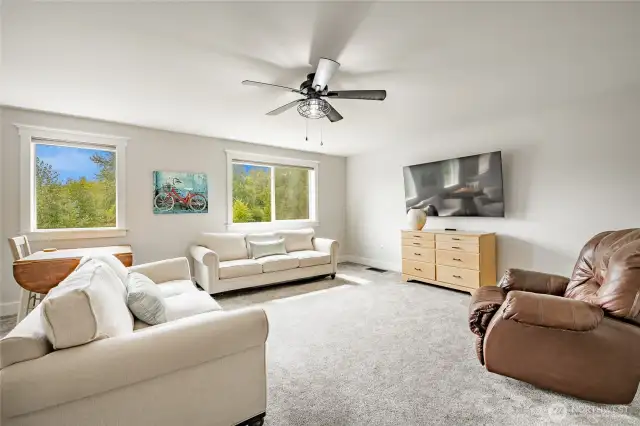 Upstairs family room with lots of natural light.