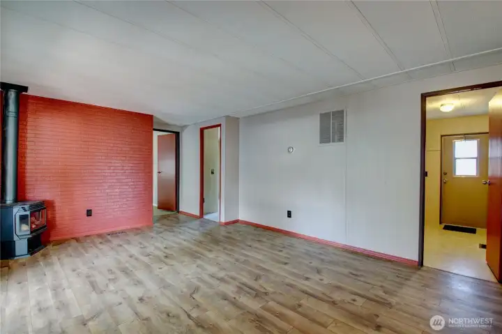 Door, to the right, enters into the laundry room and door to exterior.