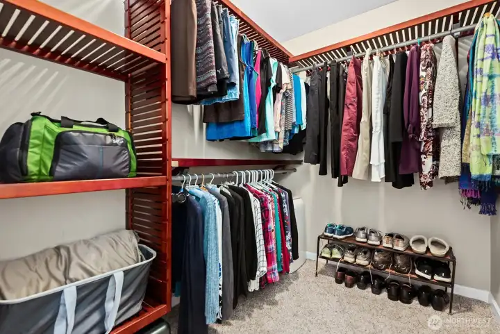 Priamry bedroom Closet with custom organizers
