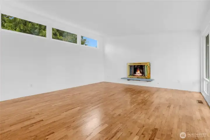 Great room with windows to the east.