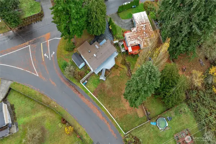 another view from above looking at the house lot and streets with an easterly orientation.