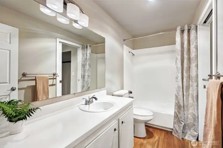 A bathroom with counter space!