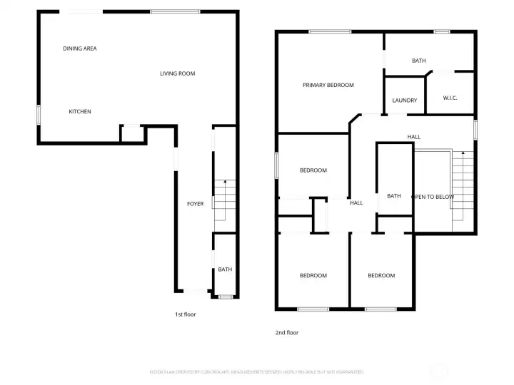 Full floor plan illustrates efficient two-story layout with well-defined living and sleeping areas.