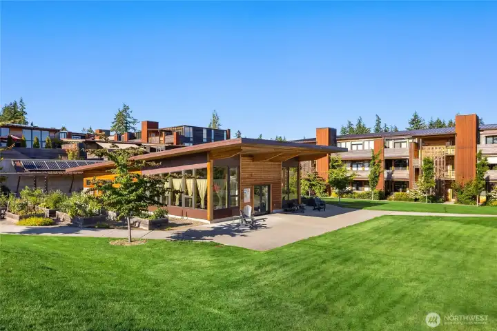 The community center is a welcoming hub serving as a focal point for residents and neighbors to come together and connect throughout the year.