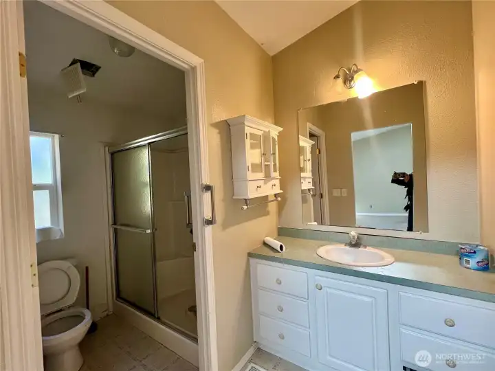 Primary bath with huge walk in bath