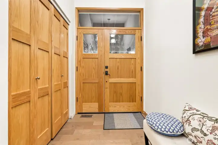Updated Foyer with Warm Wood Details Updated Foyer with Warm Wood Details