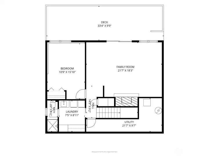 Lower-Level Floor Plan with Bedroom, Family Room, and Deck Lower-Level Floor Plan with Bedroom, Family Room, and Deck