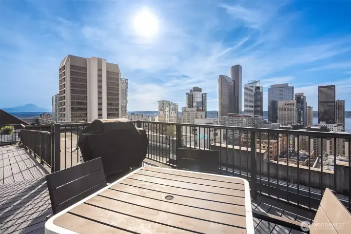 Gas grill for seasonal BBQ's on the roof deck. Gas grill for seasonal BBQ's on the roof deck.
