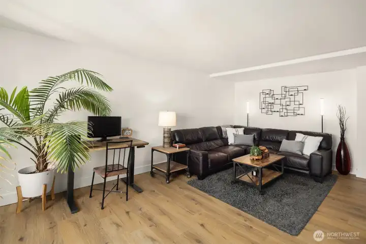 Living areas are spacious with room for desk and dining. Living areas are spacious with room for desk and dining.
