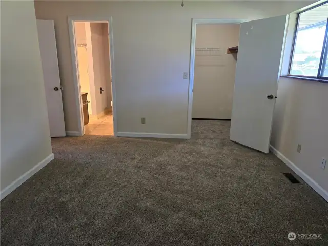 Primary Suite with walk-in closet, and primary full bath