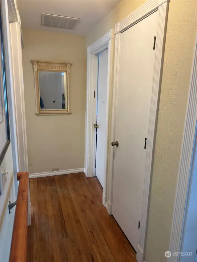 first door on the right is a closet and 2nd one is bedroom 2