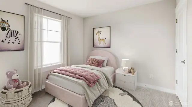 Second of three bedrooms, virtually staged.