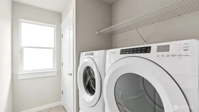 Upstairs laundry room, front load washer & dryer can be purchased as an option!