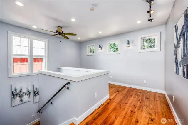 Flex space at the landing at the top of the stairs allows you to decide how to best use it. Music? Office space? Craft space? Room to exercise? You choose!