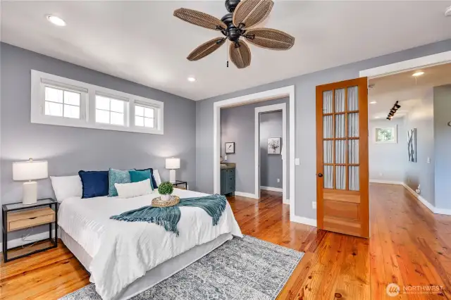 Another view of bedroom #2 and the private bath beyond.