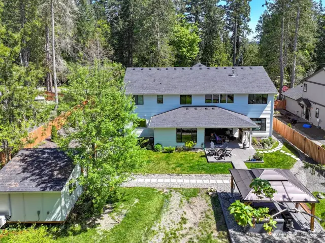 Looking down to the back yard