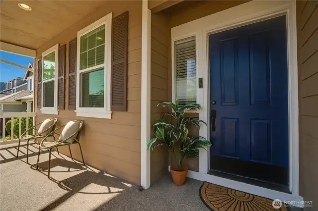 Covered front patio. All exterior trim freshly painted in 2024