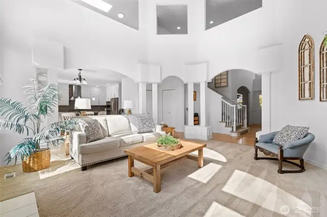 Living Room with vaulted ceilings