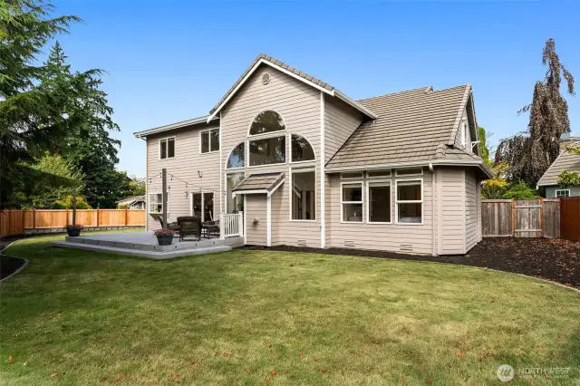 Fully Fenced Backyard with patio