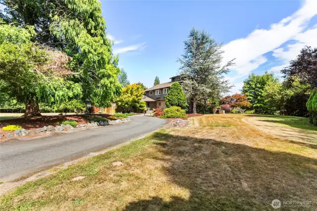 Long, circular driveway