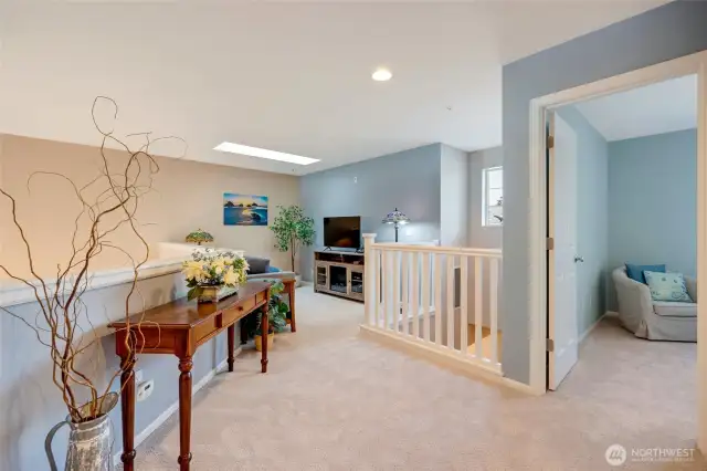 Upstairs, a versatile loft awaits.