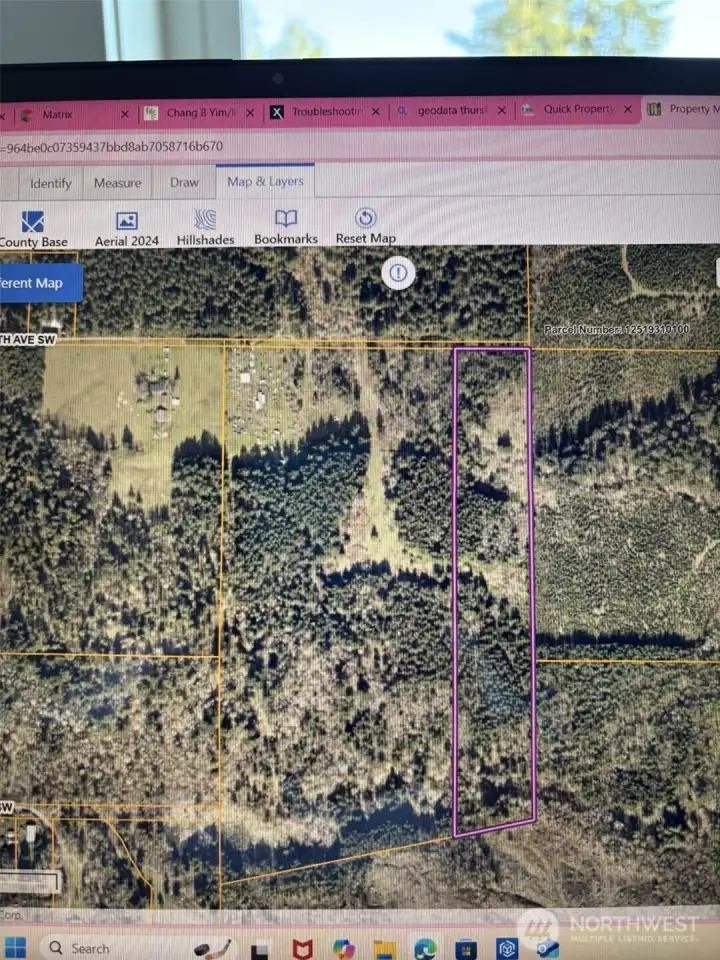 sketch showing property with purple lines