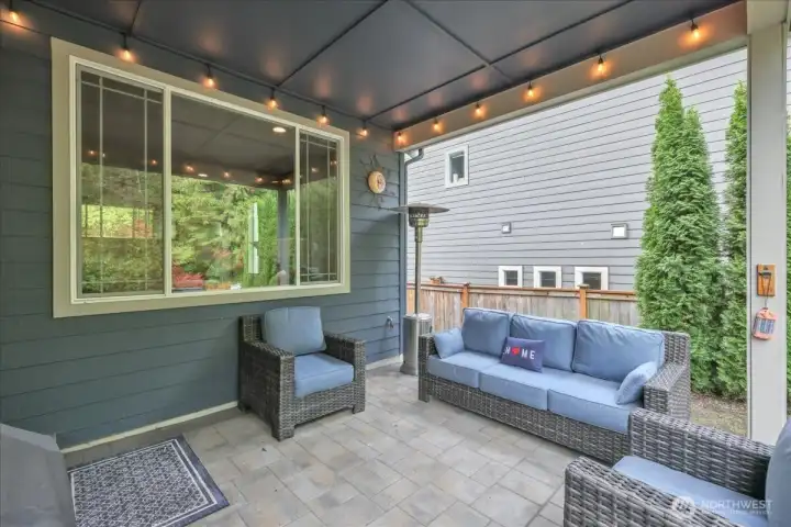 Covered!  Great for year round entertaining and outdoor relaxation!