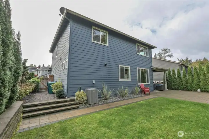 Fully fenced back yard.