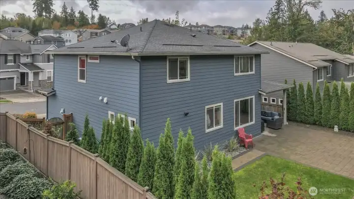 Drone photo of back yard.