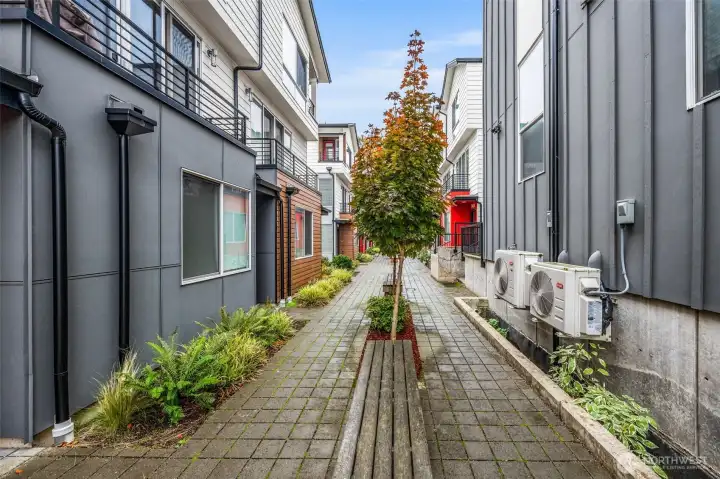 Neighborhood common sitting areas.