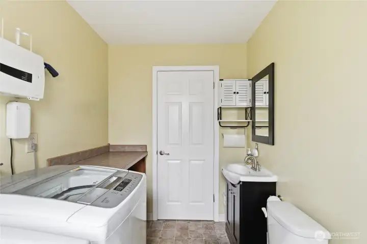 Lower half bath with laundry