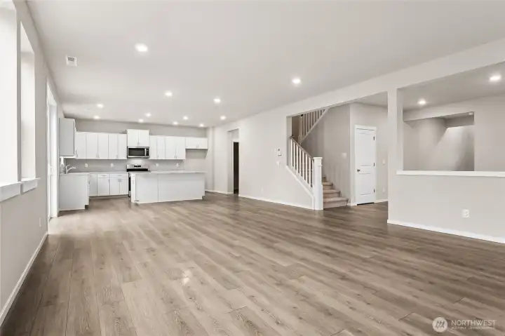 Open concept living in this massive great room and kitchen.