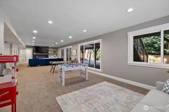 What a wonderful basement to be enjoyed! Several natual areas of fun to be had with separate lighting switches and dimmers to enhance whatever part you would like!  Possible ADU can easily be had in the basement design.