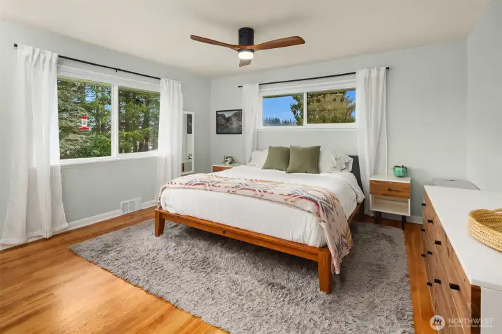 Primary bedroom, windows on 2 sides