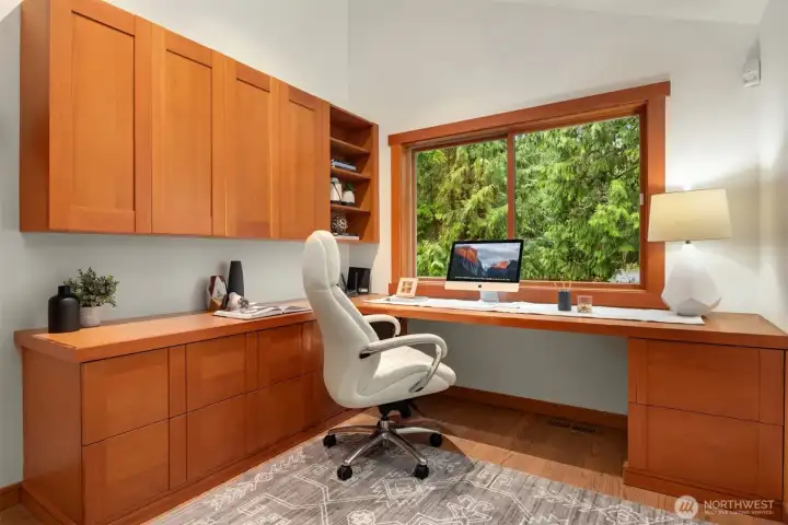 Light filled office with a peaceful, productive setting