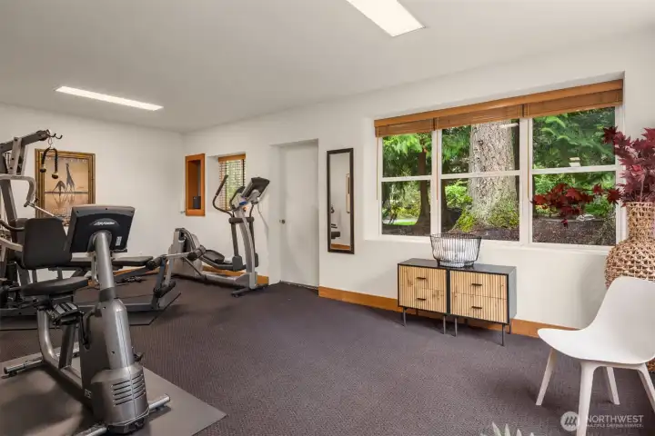 Dedicated fitness space with room for a full gym setup