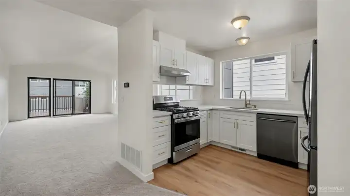 Kitchen overlooking living room