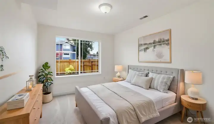 Virtually Staged, lower level bedroom