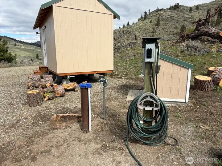 Well head, control box and generator plug in.