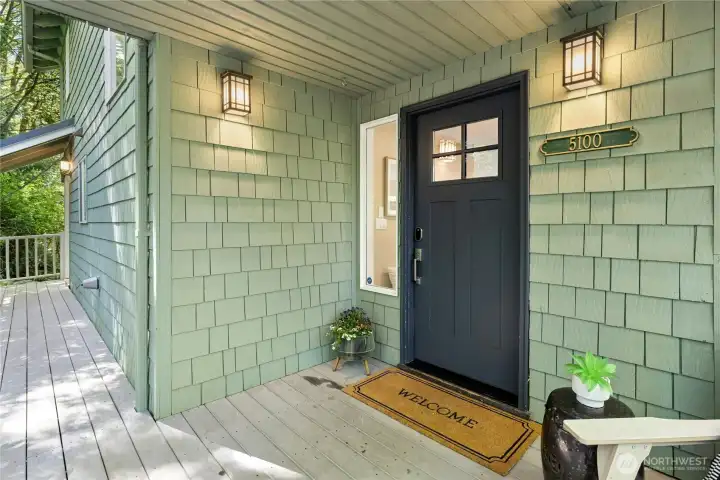 A covered front entry welcomes your guests. The rear covered entry opens into the mudroom/laundry room.