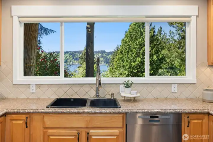Doing dishes is dreamy with this view!