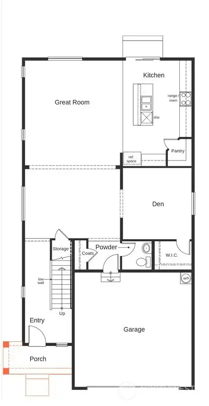 Main Floor 2605 C Plan. Den/Office or Optional bedroom and full bath in lieu of den and half bath- Not shown in Rendering. Main Floor 2605 C Plan. Den/Office or Optional bedroom and full bath in lieu of den and half bath- Not shown in Rendering.