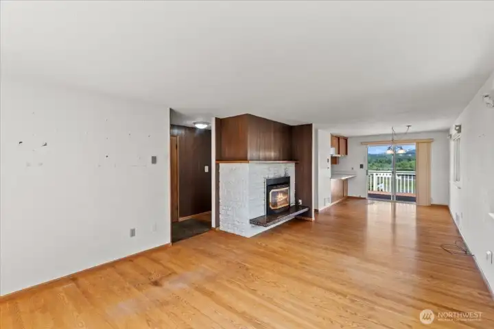 Hardwood floors and 2 gas fireplaces.