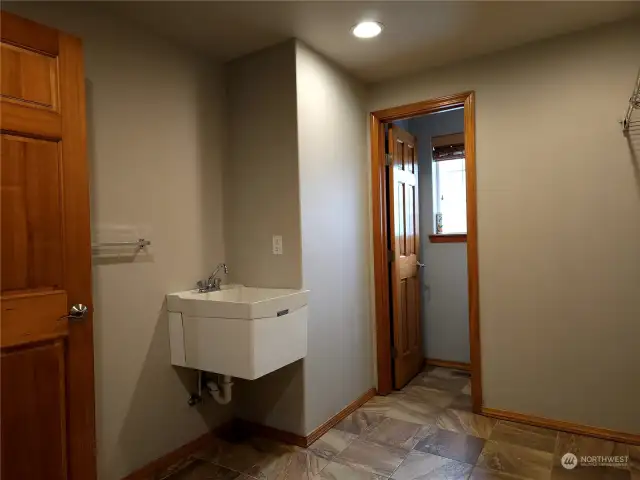 Laundry room/sink and a water closet with a toilet