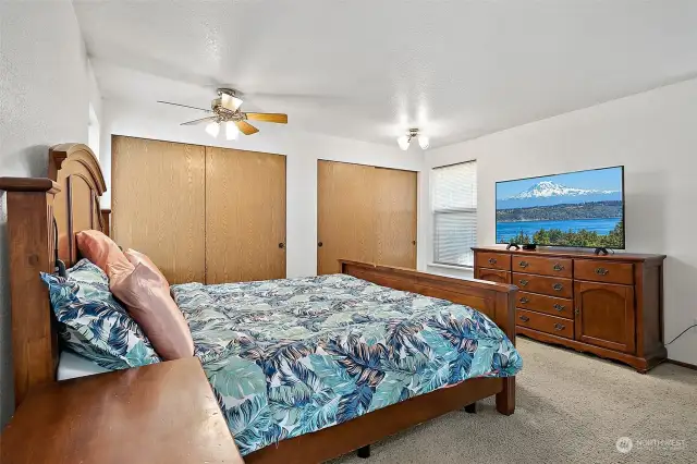 Spacious Primary Bedroom with two closets.